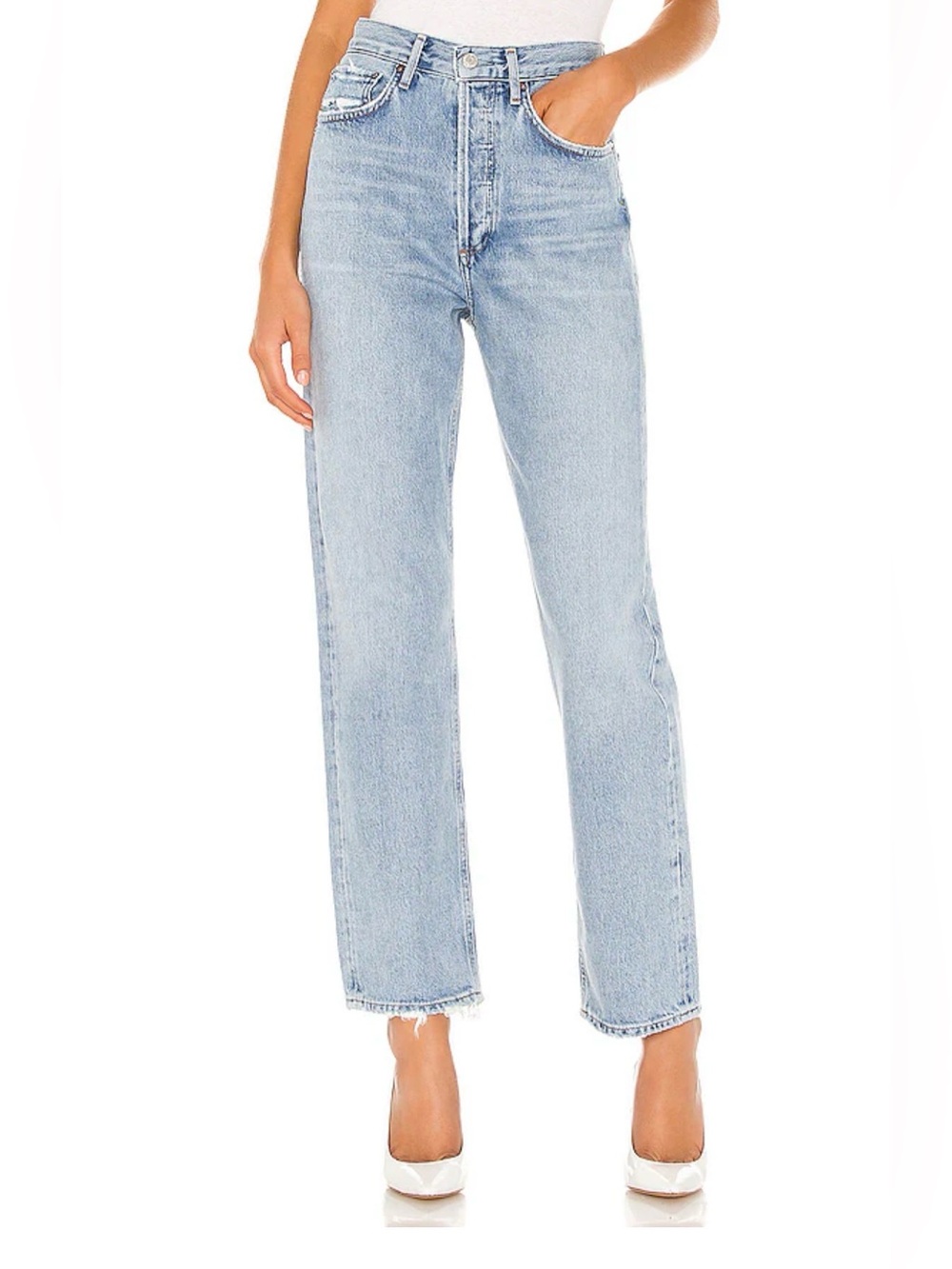 AGOLDE 90s Pinch Waist Jeans Size 28 Light Wash Rigid Straight Denim $228